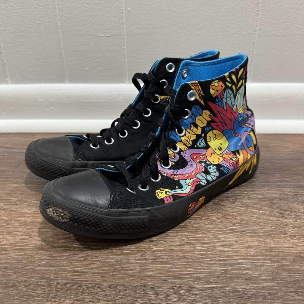 Converse All Star Hi Top Black Graffiti Doodle Women's Sz 9.5 Classic School